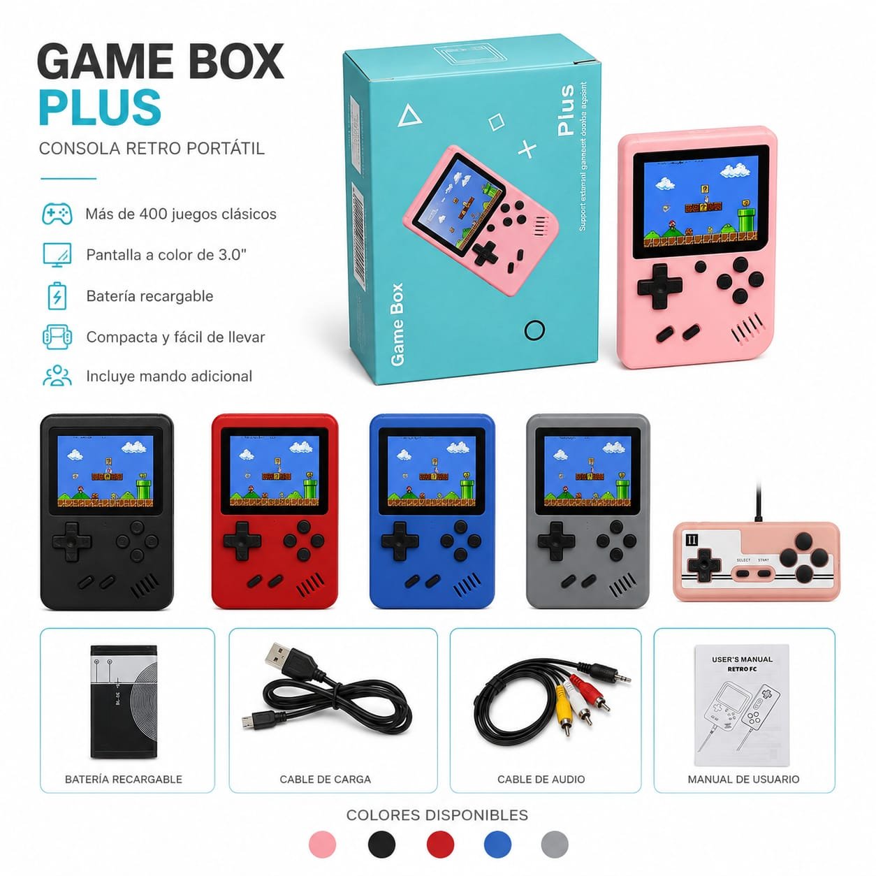 Game Box Plus Consola Retro Portátil Multicolor